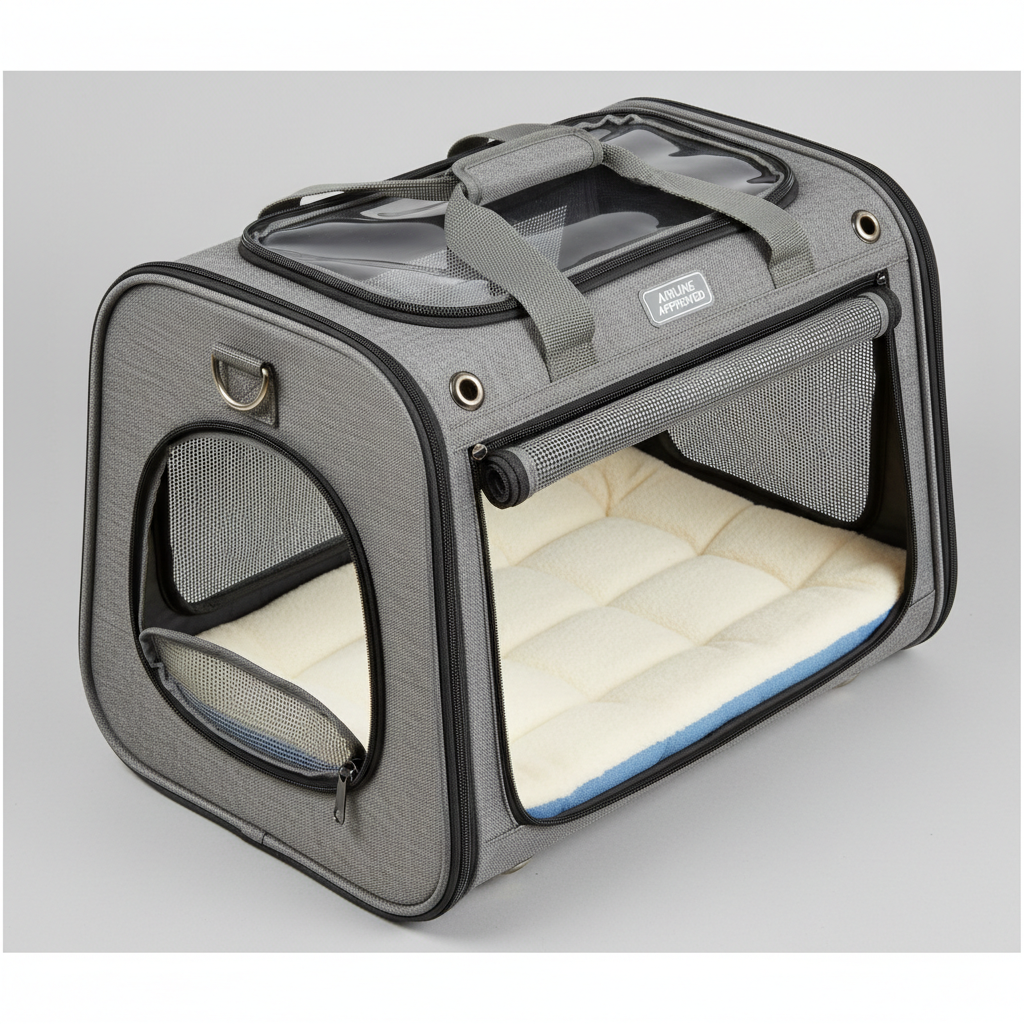 Interior acolchado de la transportadora para mascotas